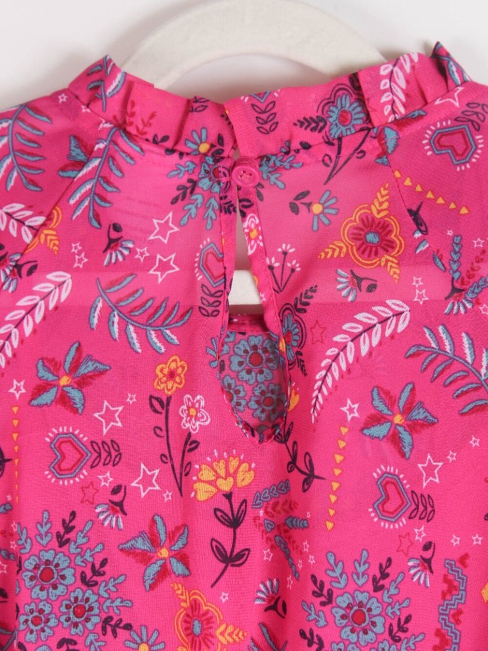 Wonder Nation Girls Pink Floral Dress L (10-12) Plus Ruffle Sleeve Boho - Picture 6 of 12